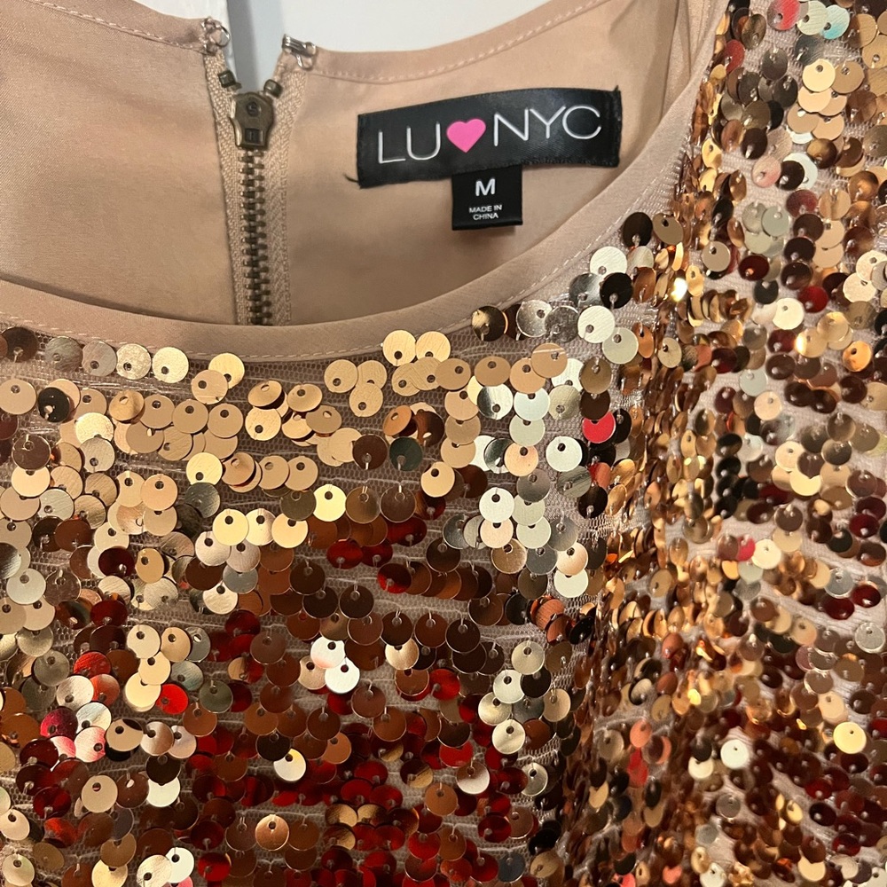 Sequin Mini Dress - Gold and Brown